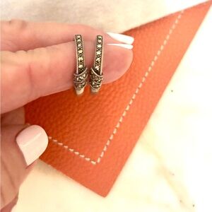 COPY - Elegant Sterling Silver Marcasite Hoop Earrings